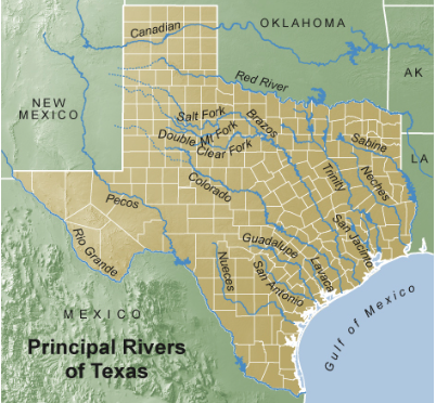 Principal Rivers in Texas